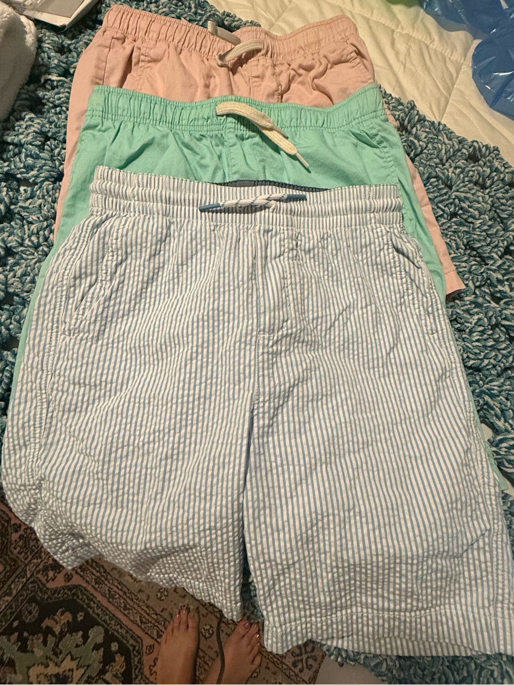 3 Shorts: 1 VV Seersucker & 2 Solid Old Navy Drawstring Shorts